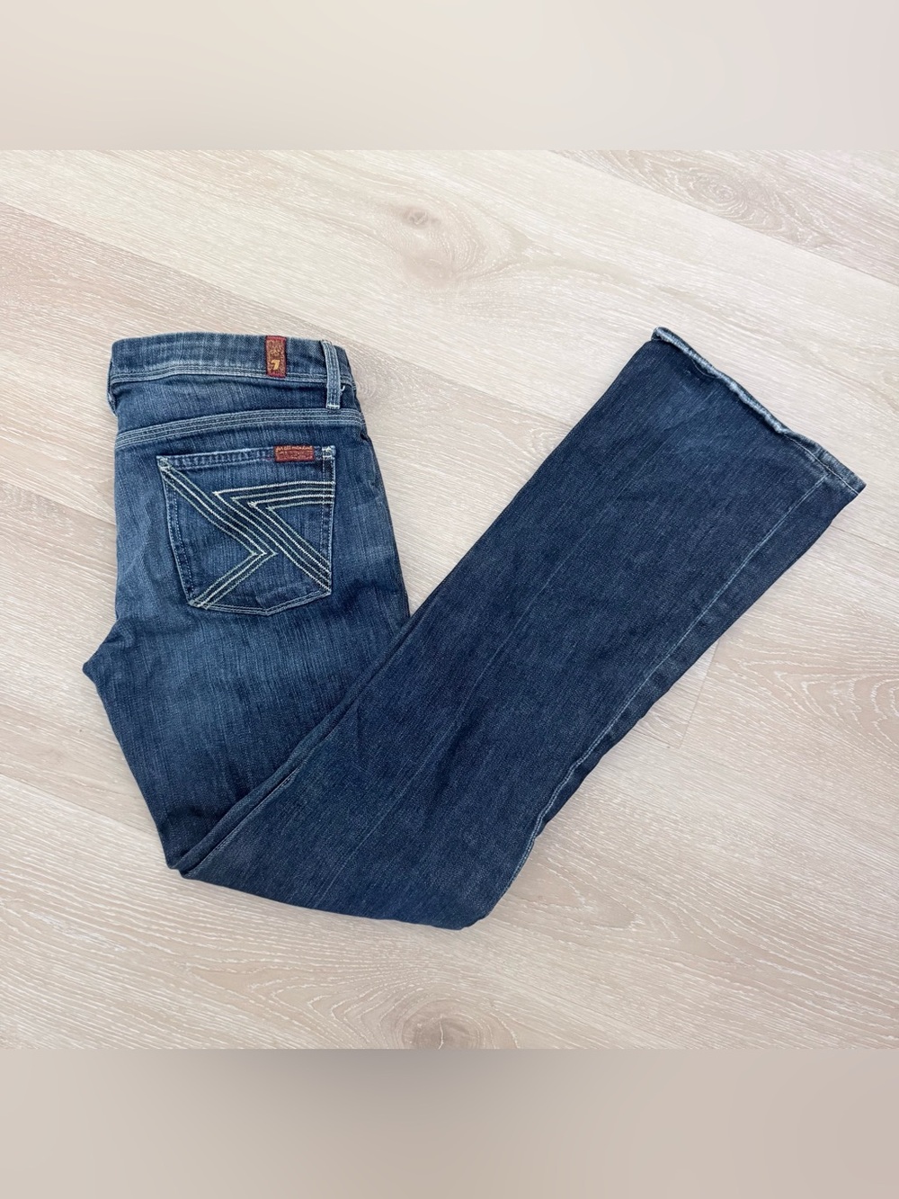 VTG 90s Y2K 7 For All Mankind Flynt Low Rise Bootcut Jeans USA W30 L33 7FAM Auth - Picture 1 of 13